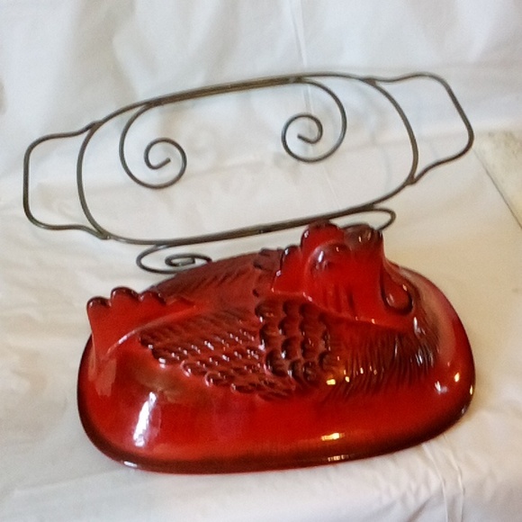 Rooster bakeware Italian pottery Tabularasa 4 quart on metal rack EUC - Picture 7 of 11